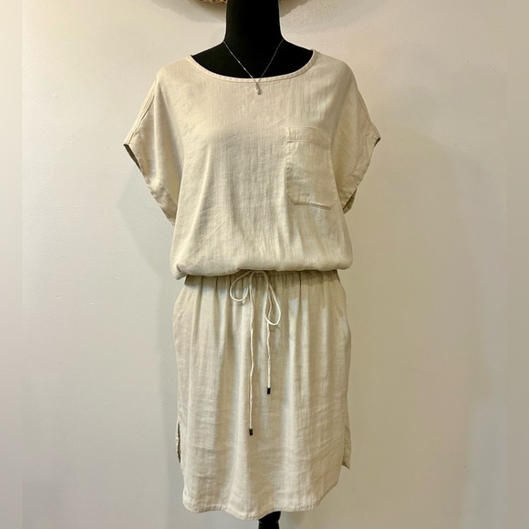Vince Linen Blend Drawstring Waist Dress - Picture 1 of 11